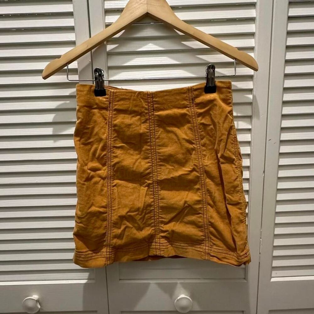 Free People mustard corduroy mini skirt size 2